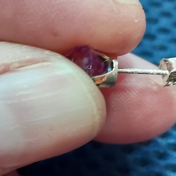 Single Sterling Pink Tourmaline 5mm earring stud - Picture 6 of 6